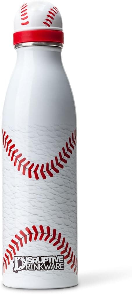 FASUJAS DISRUPTIVE DRINKWARE HY-SP17-BSB Baseball Hydration Sports Bottle & Double Wall Stainless Steel - 17 oz