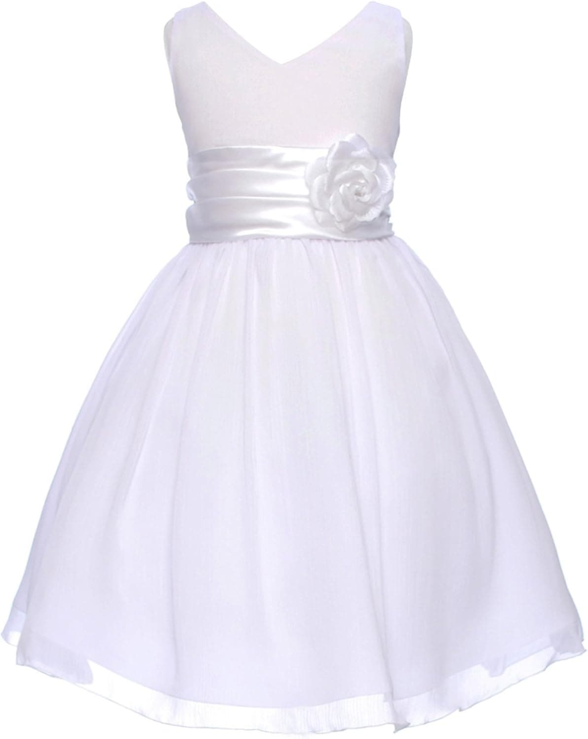 V-Neckline Chiffon Flower Girl Dress