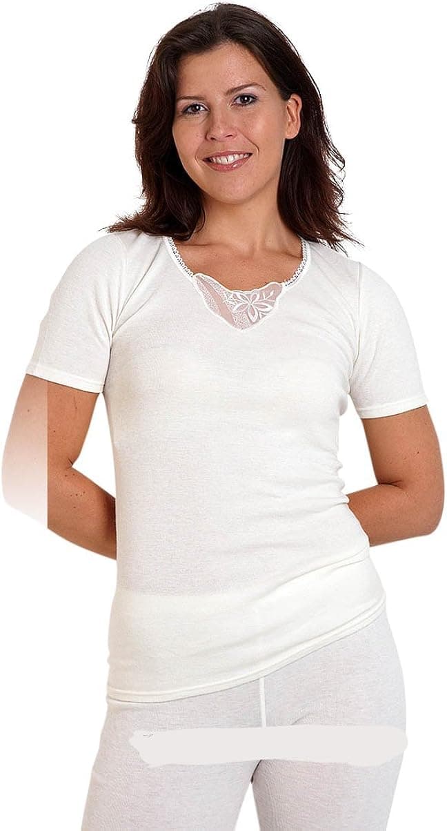 Angora Ladies Undershirt with lace, 30% Angora Share, which Comes from Angora Rabbits