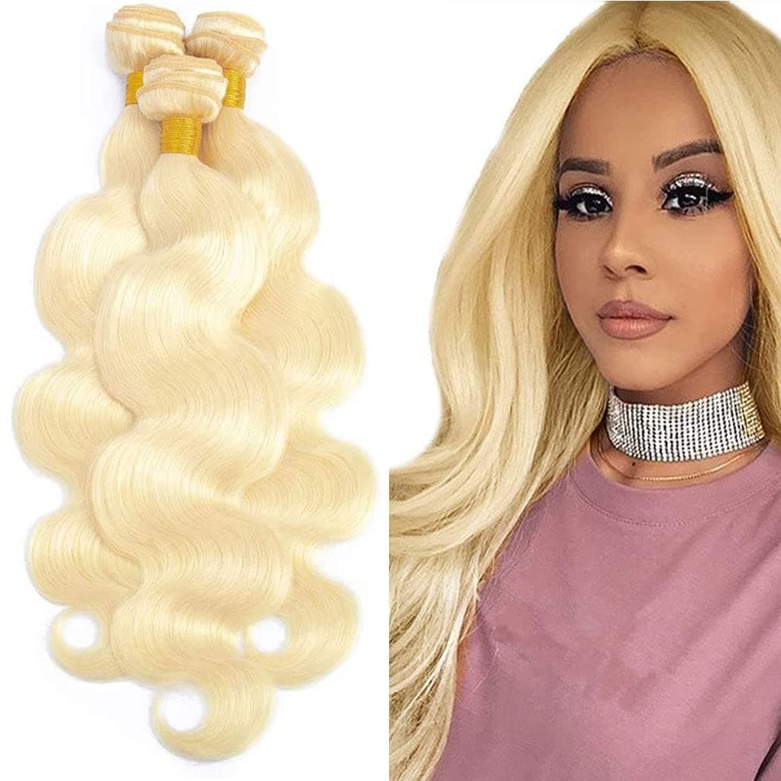 Blonde Bundles Body Wave Bundles Human Hair Bundle Virgin Remy Hair Blonde Human Hair Bundles Body Wave Bundle Brazilian 613 Body Wave Bundles Hair Weave 613 Bundle 26 28 30 Inch