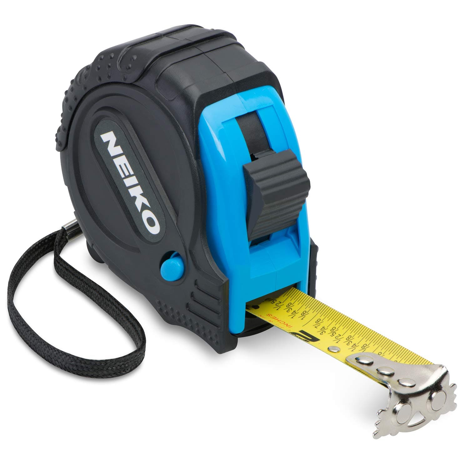 NEIKO 01597A Measuring Tape 25 Feet (7.5 Meters) Maximum Length | 1/8 Inch Easy Read Dual-Side SAE Markings on Tape Measure | True Zero Dual Magnetic Hooks | Impact Resistant ABS case