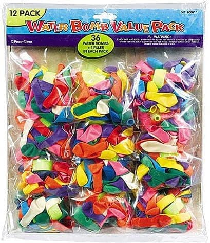 amscan Fun-Filled Assorted Colors Water Bomb Balloons (12 Piece), Multicolor, One Size