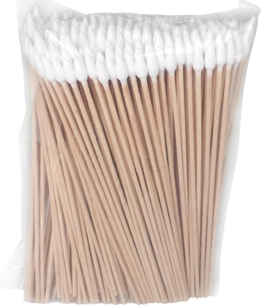 200 Pack Gun Cleaning Swab, 6 Inch Long Cotton Swabs with Wood Handle, Tipped Sticks for Oil Makeup Gun Applicators, Eye Ears Eyeshadow Brush, Gun Cleaning, Electronic