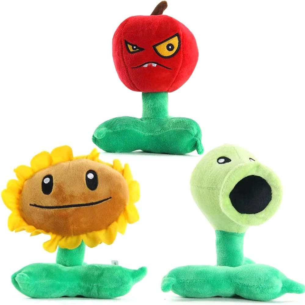 LZQ Plants Vs. Zombies 1 2 Stuffed Plush Toy 8" Tall for Children, Geart Gift for Halloween, Christmas (Peashooter&Sunflower&Cherry Bomb )