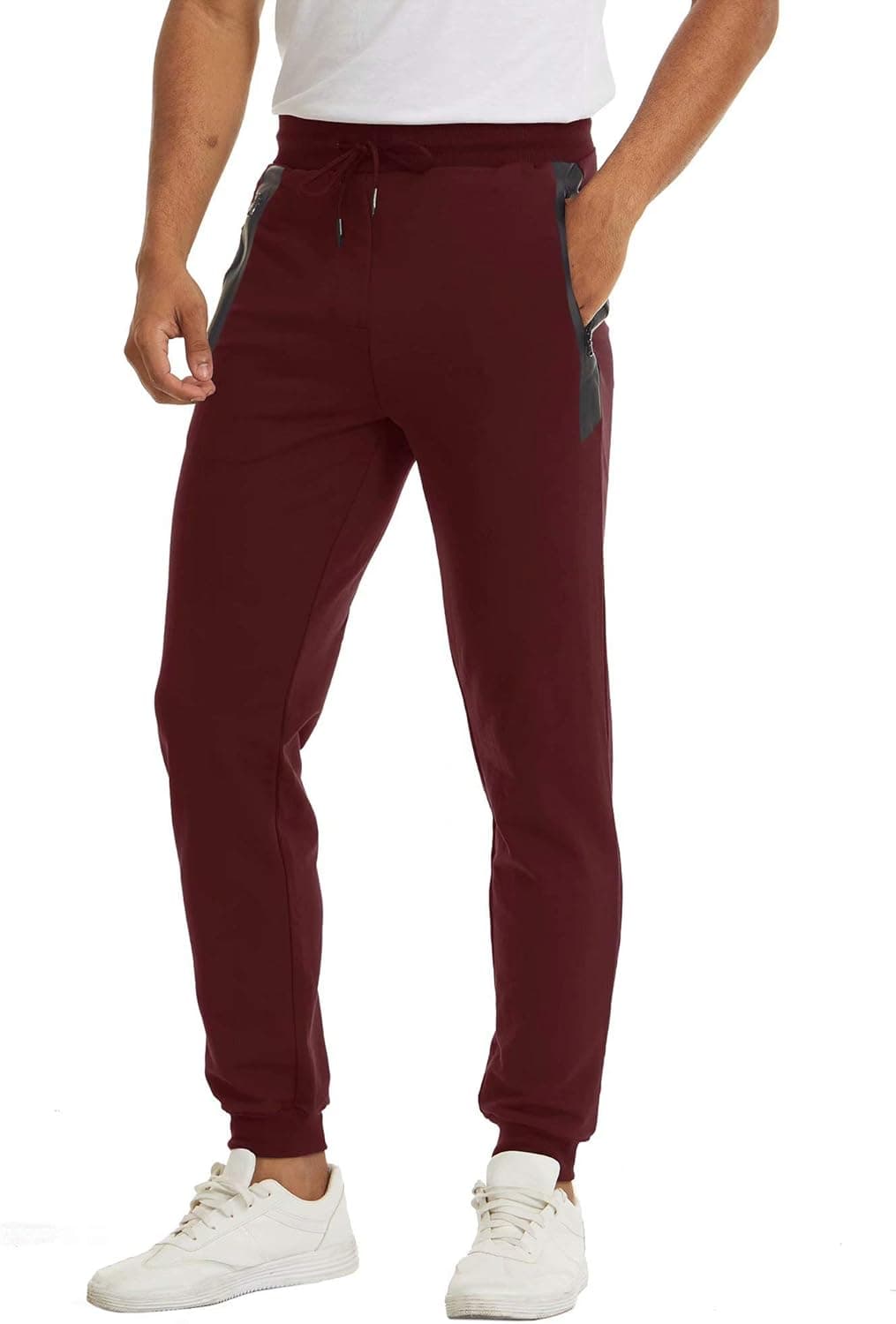MAGCOMSEN Workout Pants Men Joggers Pants Training Pants Bodybuilding Pants Cycling Pants Running Sweatpants Athletic Pants Wine Red