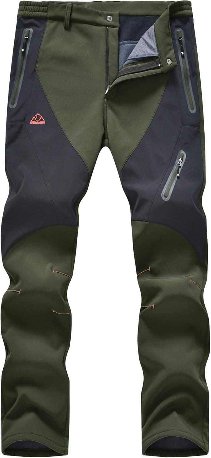 YSENTO Men's Skiing Pants Waterproof Windproof Fleece Lined Hiking Cargo Insulated Pants Winter Warm Snow Pants