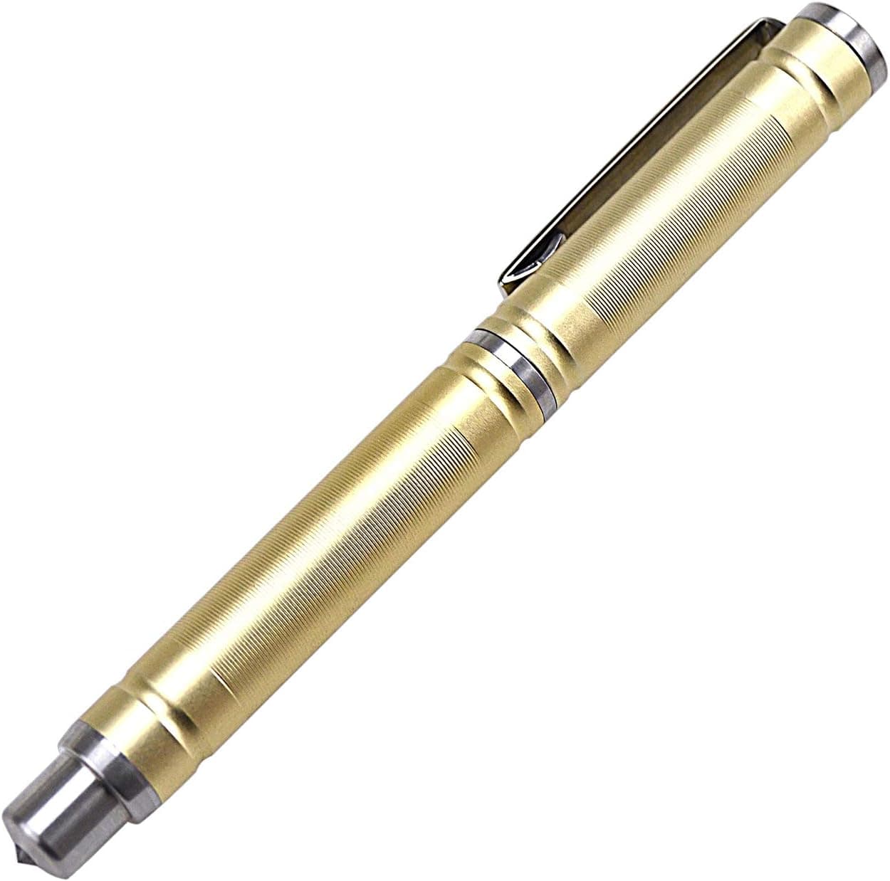 TONIFE Elite Tactical Screw Cap Pen with Emergency Glass Breaker Pen Tungsten Steel Aluminum Refillable Professional Self Defense Pen Outdoor, Survival, Camping and EDC Writing Tool (Champagne)