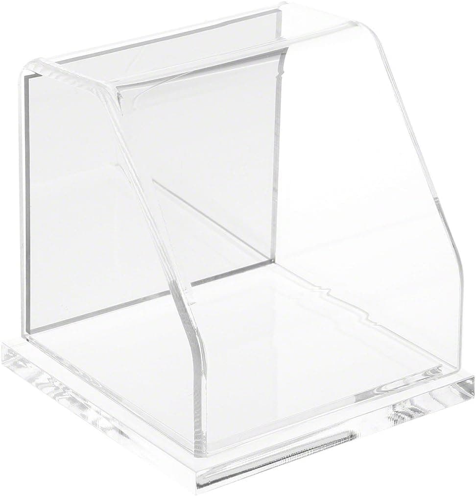 Plymor Clear Acrylic Slanted Front Display Case with Base (Mirror Back), 4" x 4" x 4"