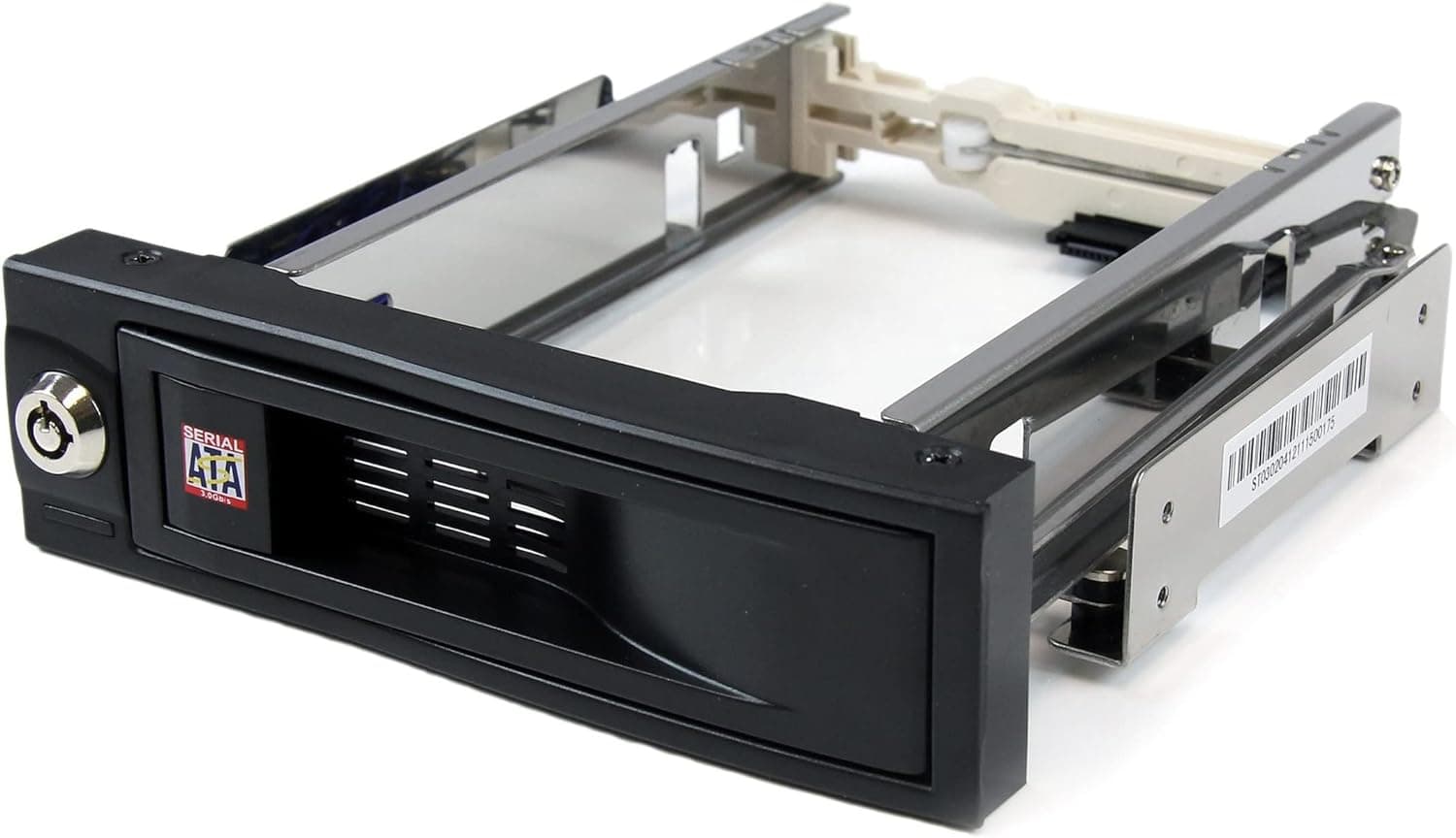StarTech.com 5.25in Trayless Hot Swap Mobile Rack for 3.5in Hard Drive - Internal SATA Backplane Enclosure - Lockable drive bay (HSB100SATBK) Black