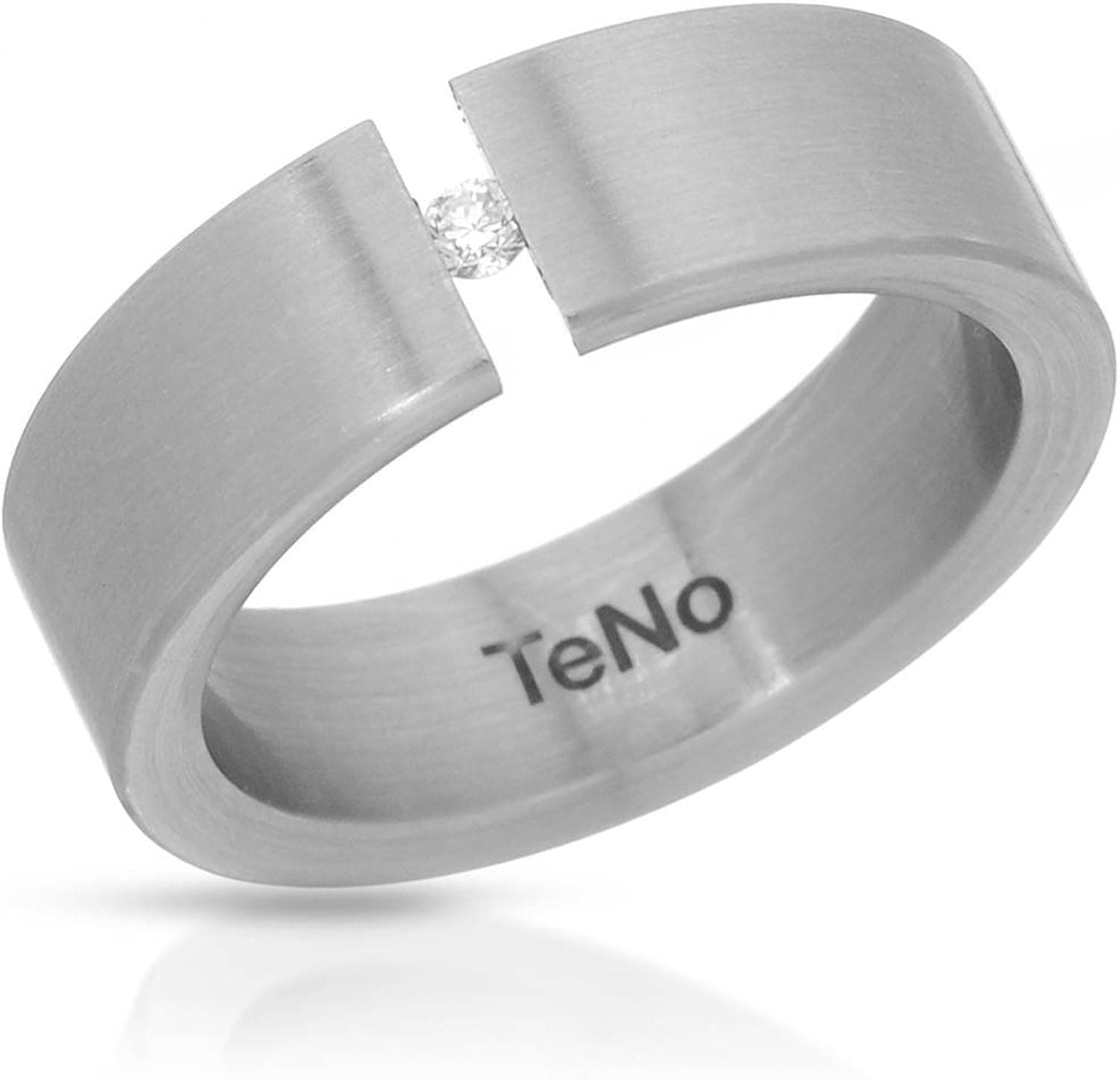 Teno Stainless Steel 0.04 CTW Color F, VS1 Diamond Band Ring.