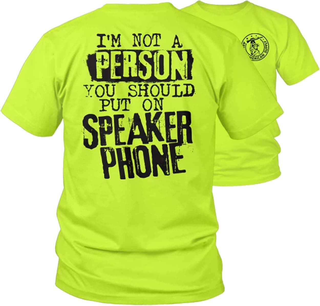 Speaker Phone- Hi Vis Safety Yellow Funny Construction Work Shirt