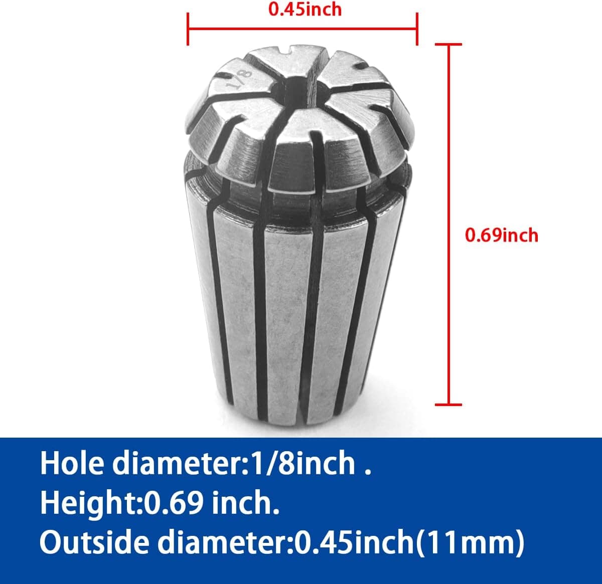 ATOPLEE ER11 Collet Set,7pcs Spring Collet Set for CNC Engraving Machine and Milling Lathe Tool,1/8 1/4 1/16 3/16 3/32 5/32 7/32 Inch