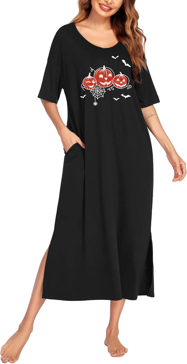 Ekouaer Women Long Printed Nightgown