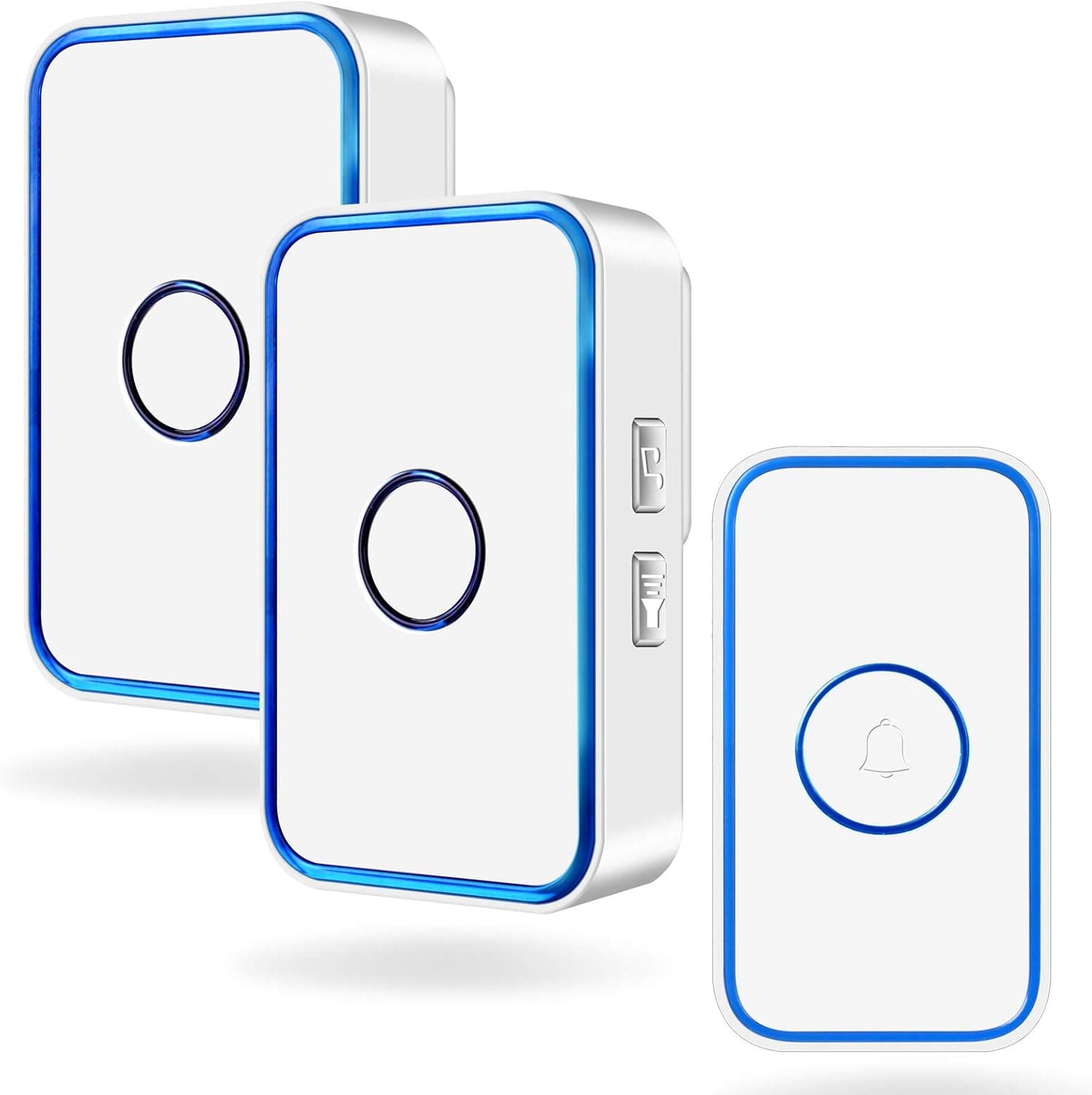 Wireless Doorbell, kelodo Mini Waterpoof Door bell Chime Operating at 1000 Feet with 60 Melodies, 5 Volume Levels & LED Flash,1 Remote Buttons & 2 Receiver,White