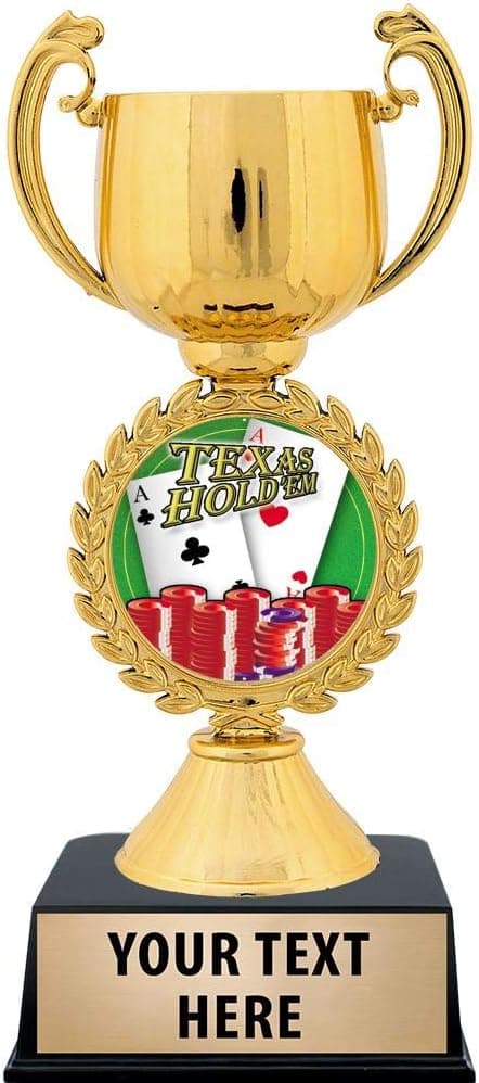 Crown Awards Personalized Poker Trophy, 7.25" Gold Cup Texas Hold Em Trophies with Free Custom Engraving Prime