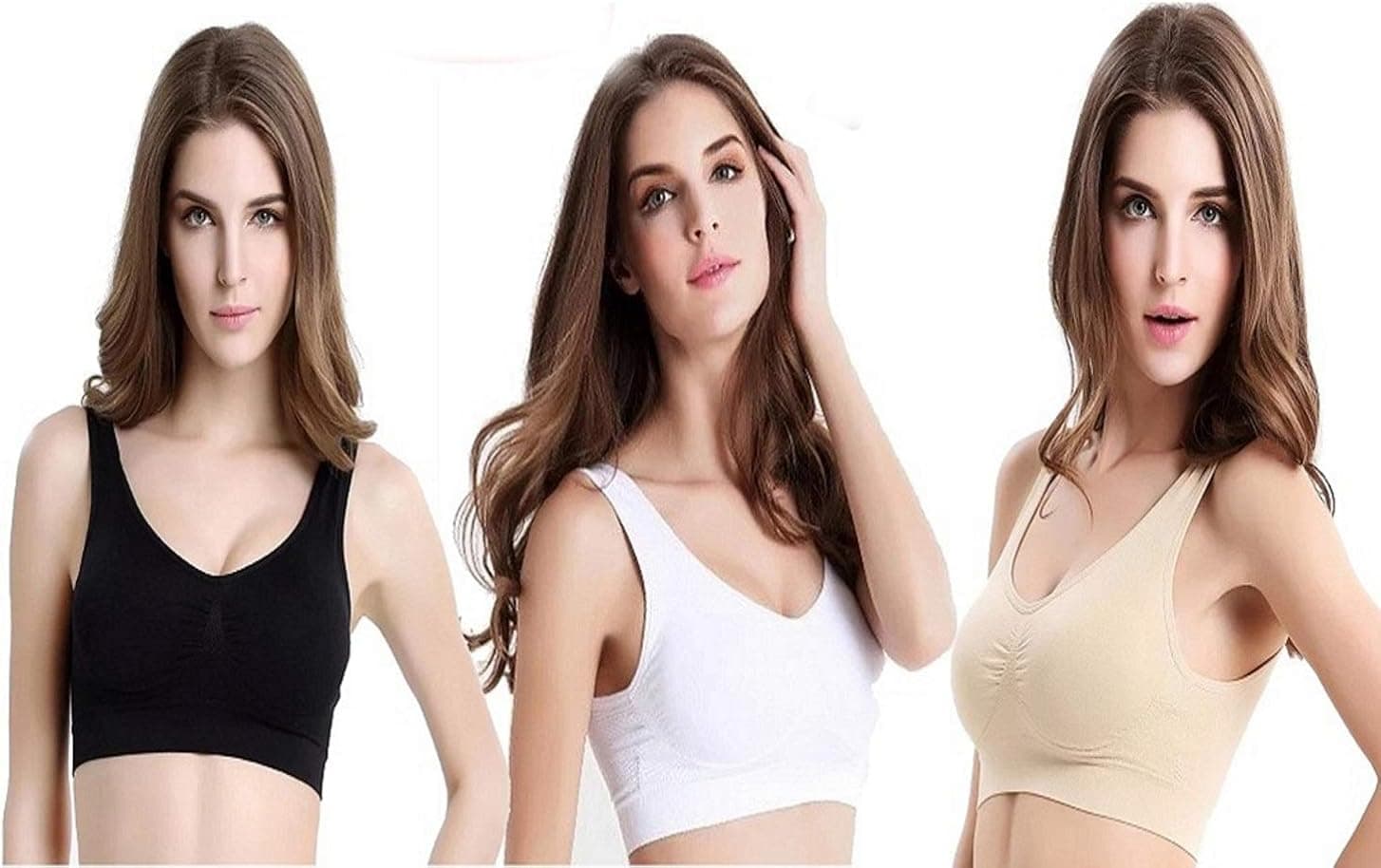 CORNOTO 3-Packs Sports Bras for Women, Medium Impact Racer Back Sports Bra (Small)