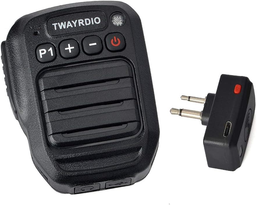 TWAYRDIO Walkie Talkie Bluetooth Microphone, Wireless Speaker Shoulder Microphone Mic for Ham Motorola Radio with 2 Pin Earphone Jack
