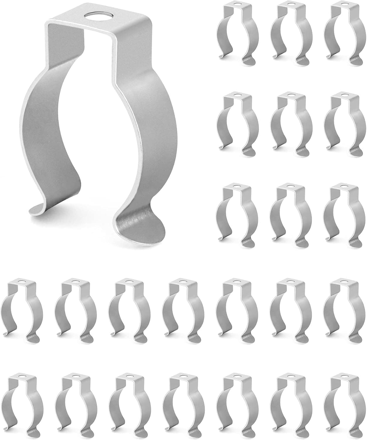 QWORK T8 U Clips Holder Bracket, 24 Pack Stainless Steel Lamp Support LED Light Tube LED Fluorescent Tube Replacement Mounting Accessories