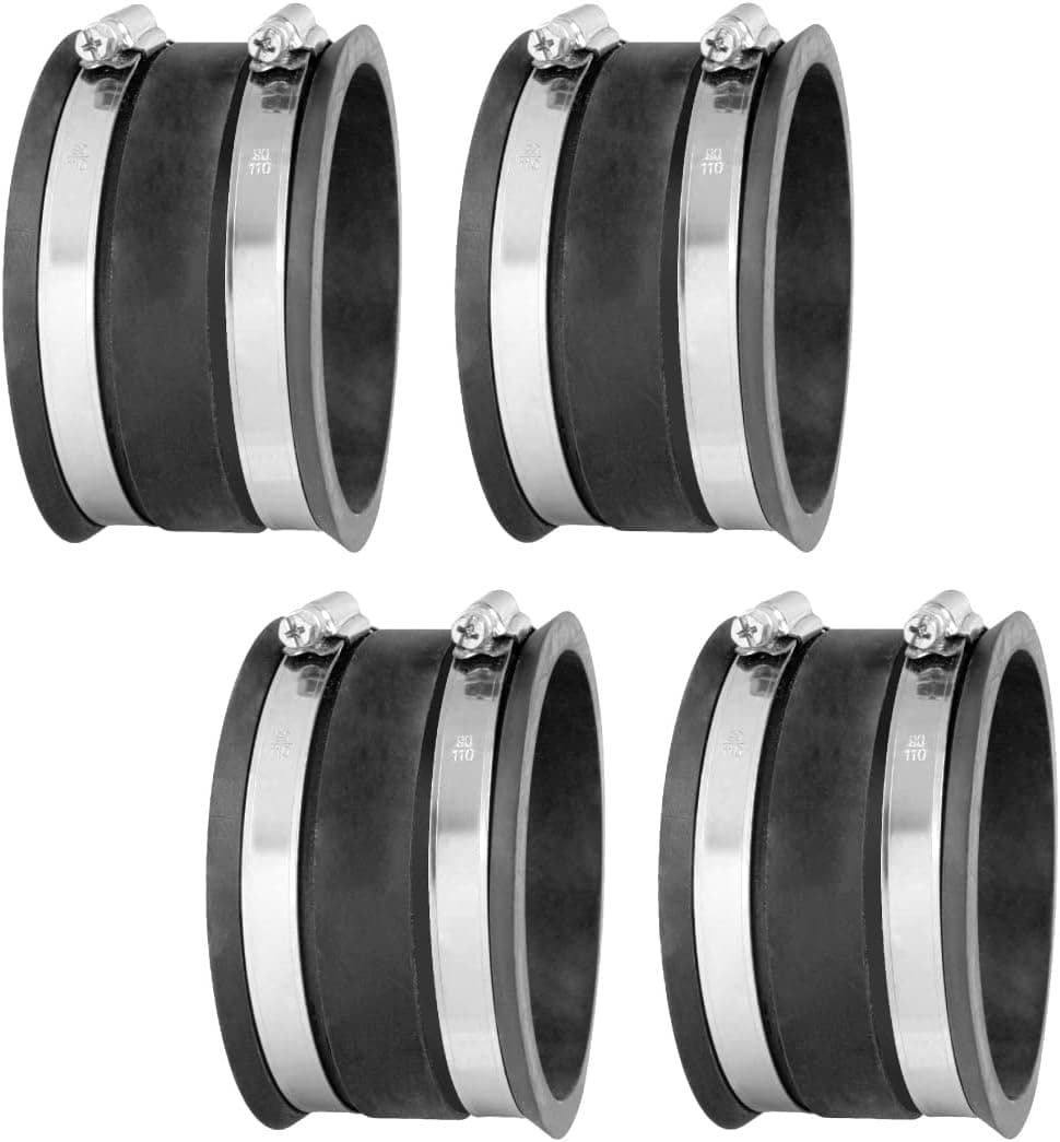 POWERTEC 70149-P4 Dust Control Flex Cuff with Steel Clamps, 4-Inch, 4PK