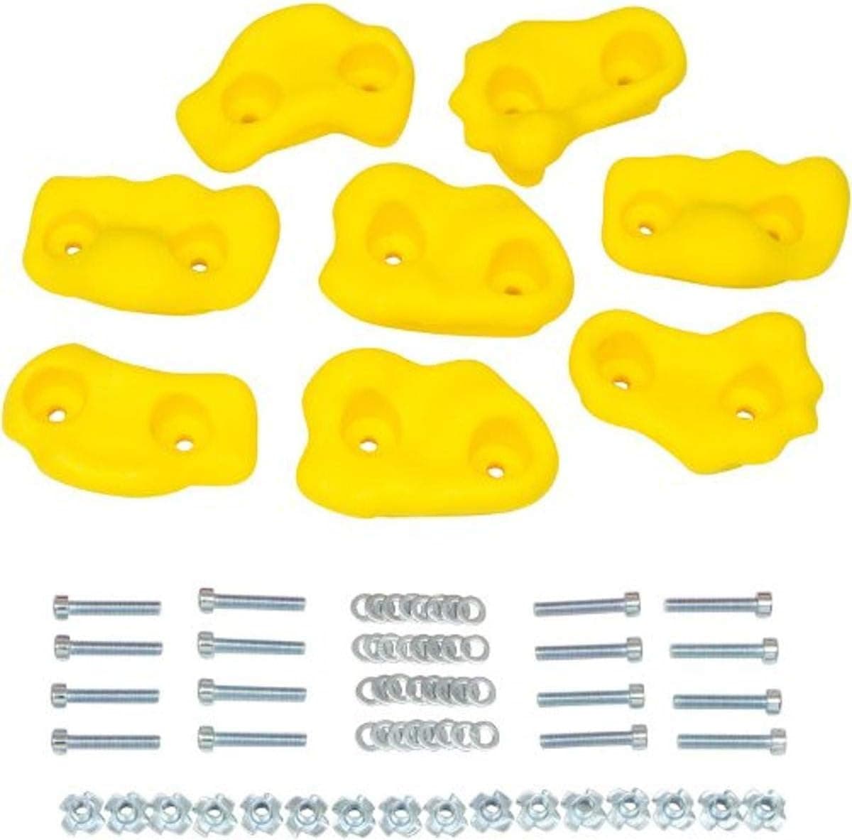 Swing Set Stuff Small Textured Rock Holds (Yellow) with SSS Logo Sticker (Set of 8)