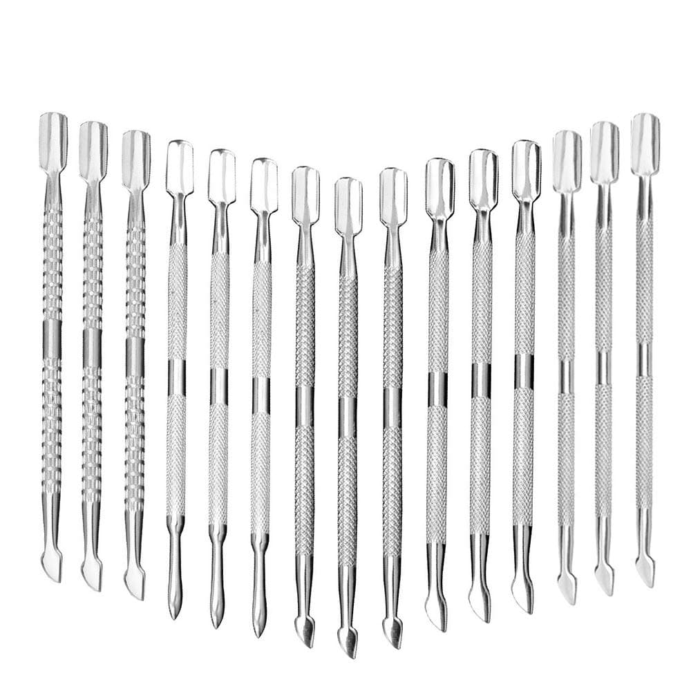 15Pcs Cuticle Pusher Remover and Cutter, Creatiee Double Ended Stainless Steel Cuticle Cleaner Nail Gel Polish Removal, Manicure Pedicure Nail Tools for Fingernails Toenails - Professional & Durable