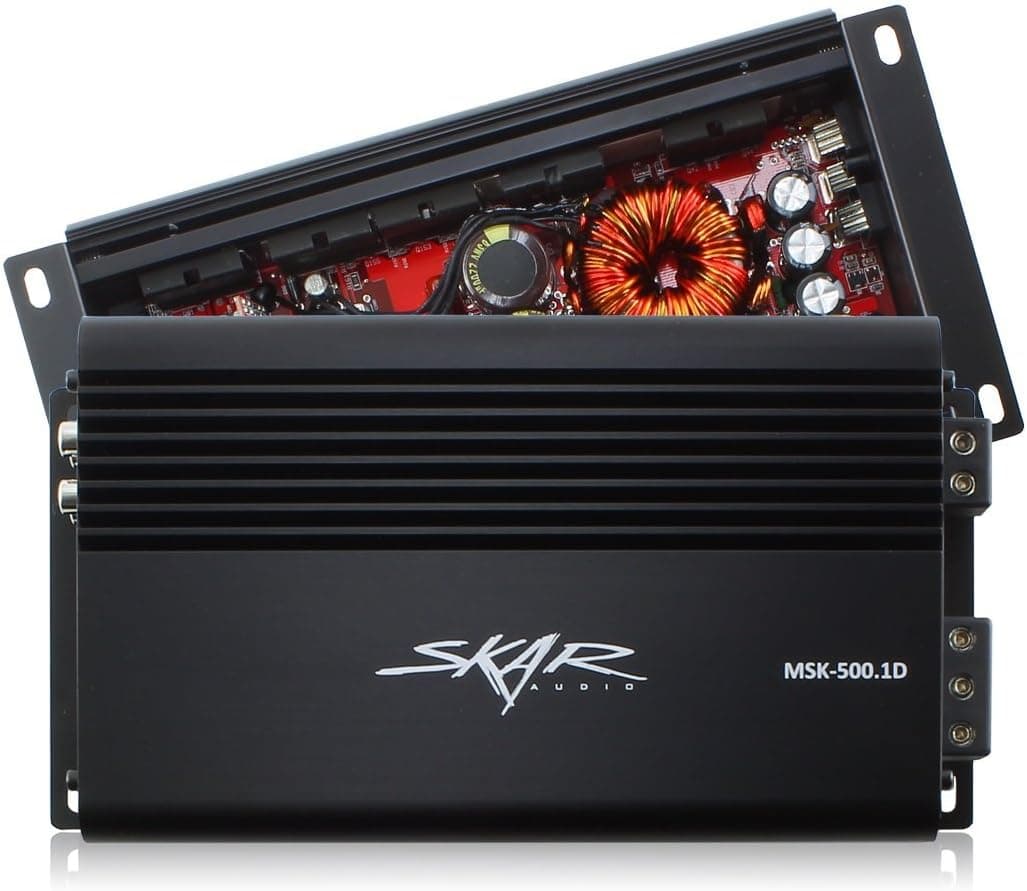 Skar Audio MSK-500.1D RMS Compact Class D Amplifier with Remote Subwoofer Level Control, 500W