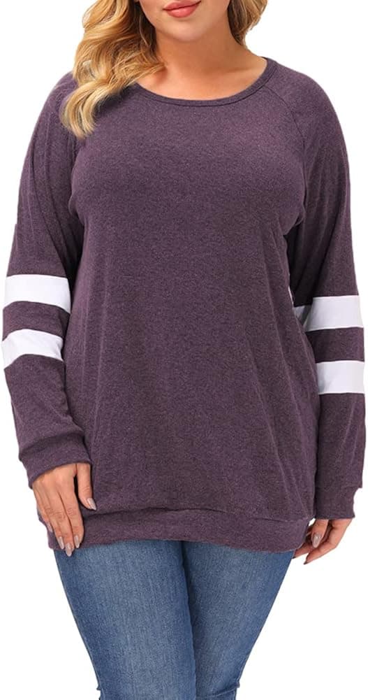 ALLEGRACE Plus Size Tunic Tops for Women Long Sleeve Fall Crewneck Tunics Sweatshirts to Wear with Leggings