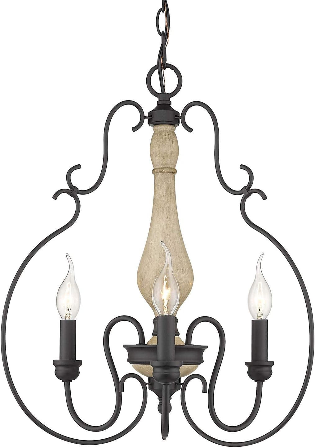 Golden Lighting 8314-3P NB Suzette Pendant, Natural Black
