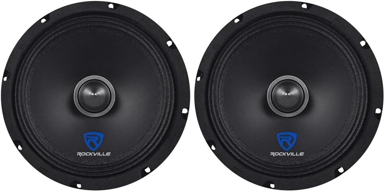 (2) Rockville RXM88 8" 500w 8 Ohm Mid-Range Drivers Speakers, Made w/Kevlar Cone