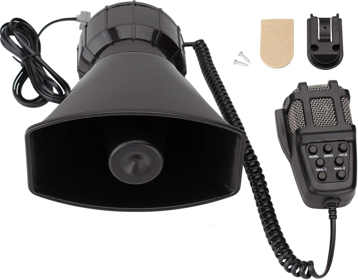 FARBIN Car Siren Horn 7 Tone Police Siren Vehicle Loudspeaker with Handheld Microphone Amplifier 12V 100W Emergency Sounds Siren Electric Horn with Mic PA