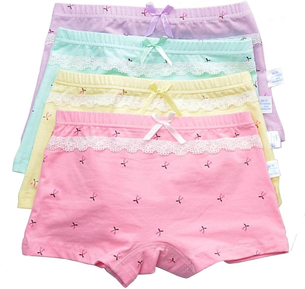 Organic Cotton Boxer Briefs Underwear Set for Girls Kids Size 2-12 Years