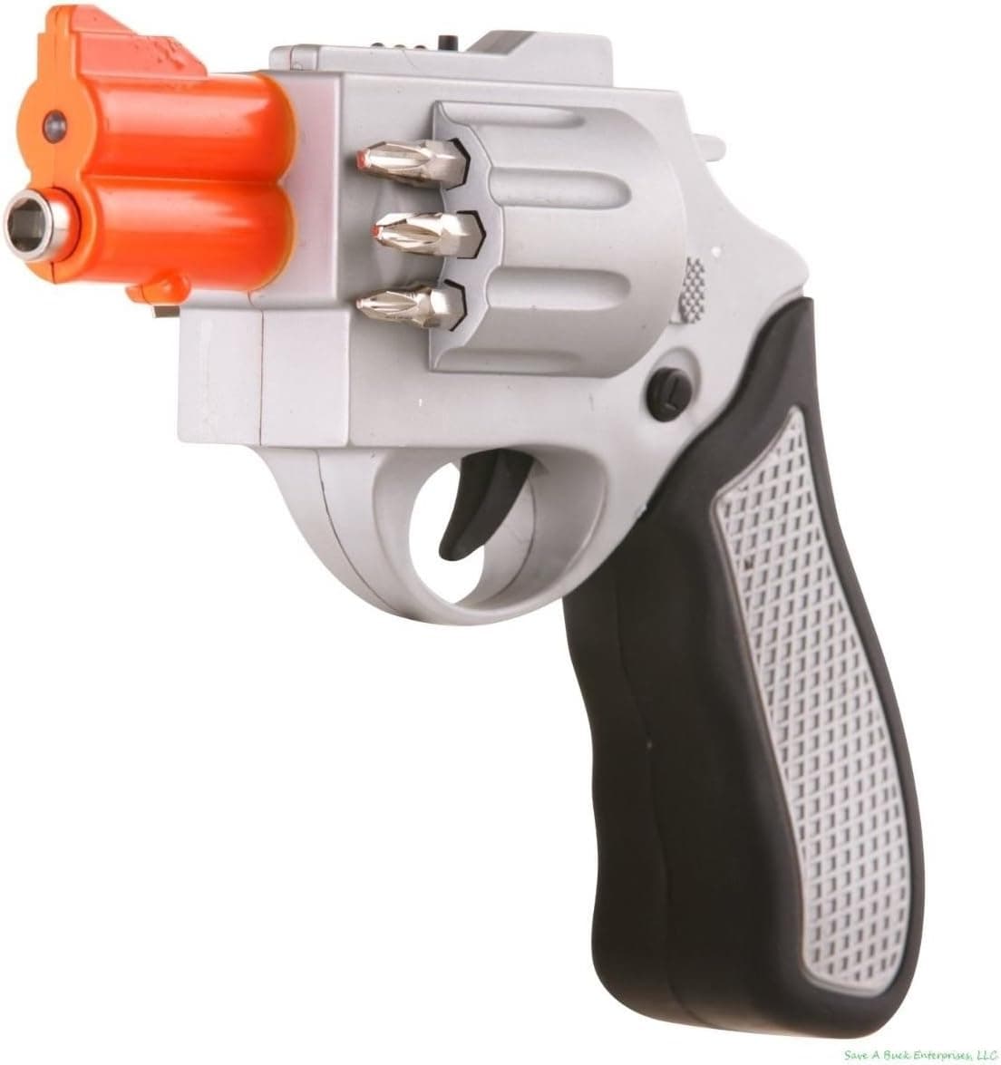 The Gun Screwdriver - Black & Silver Pistol Hand Grip Cordless Tool 6 Drill Bits