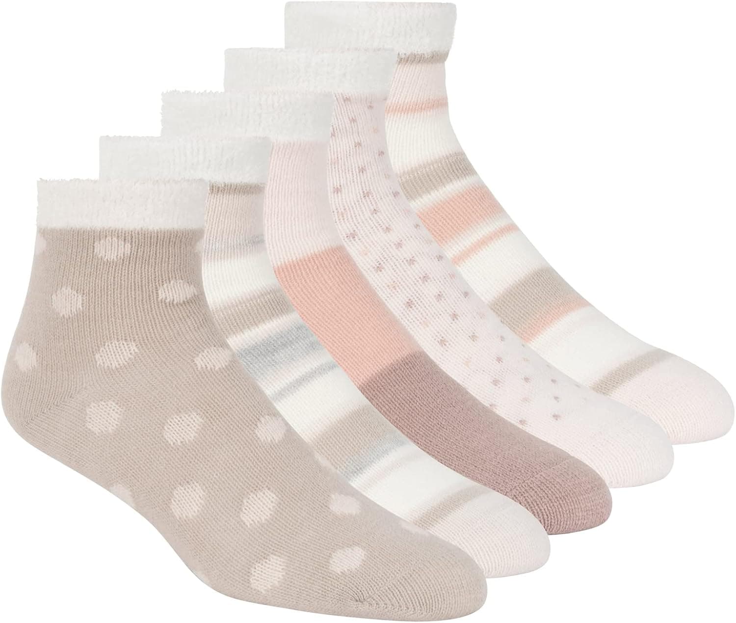 LEMON Women's Super Soft Cozy Ankle Socks, 5 Pairs (Shoe Size: 5-9.5), Pink Multi, 1527376
