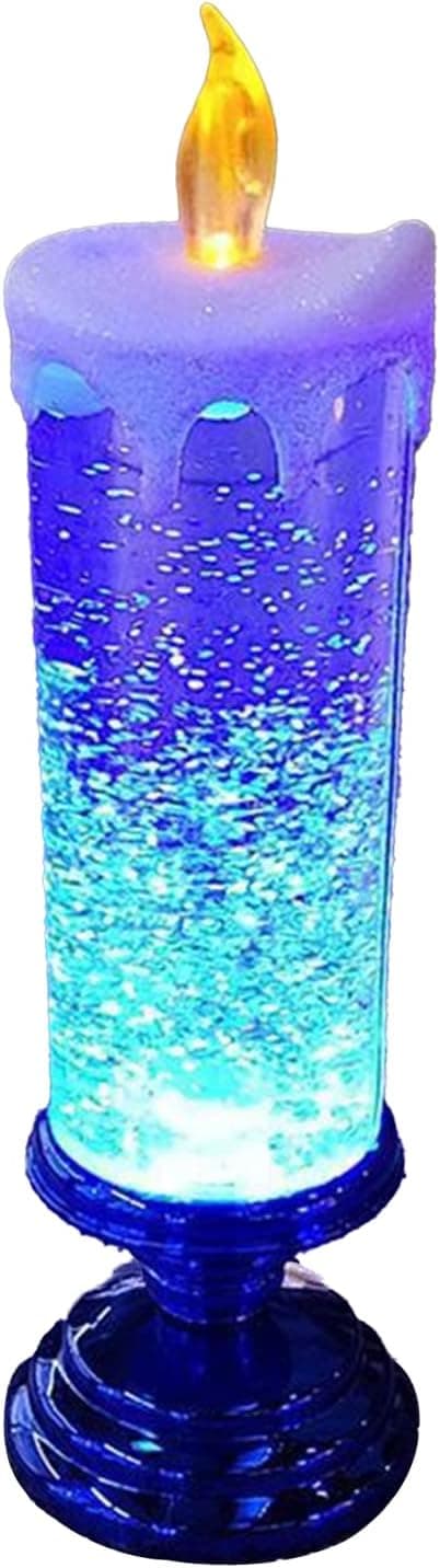HAOSHI LED Christmas Candles,USB Rechargeable OR Battery Color Changing Waterproof Swirling Glitter Flameless Candles,for Xmas Party Wedding Holiday Home Decoration (Gold) (Blue) (HAOSHI2022)