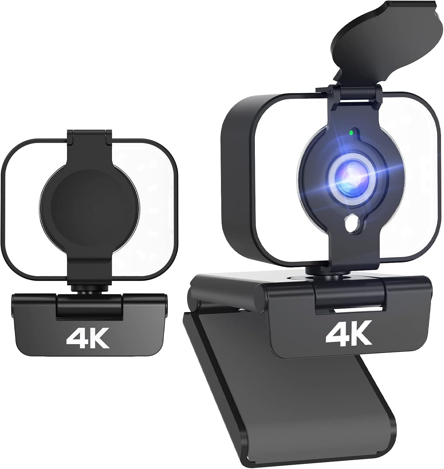Funnywhale 4K Webcam with Light,Fast AutoFocus,Built-in Privacy Cover,USB Web Camera, Dual Stereo Microphone,for Zoom Meeting Skype Teams Twitch