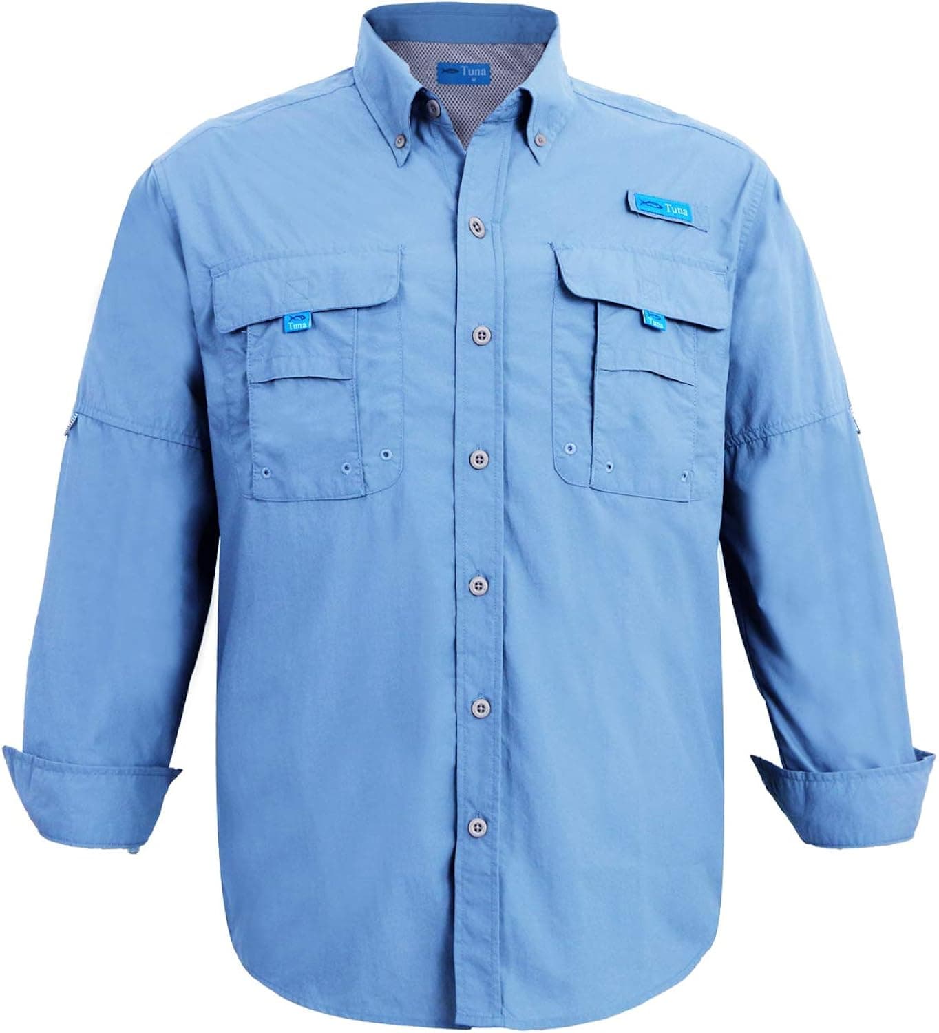 Tuna Men's UV UPF 50+ Sun Protection Soild Anti-Static Waterproof Breathable Fast Dry Hiking Fishing Long Sleeve Shirts