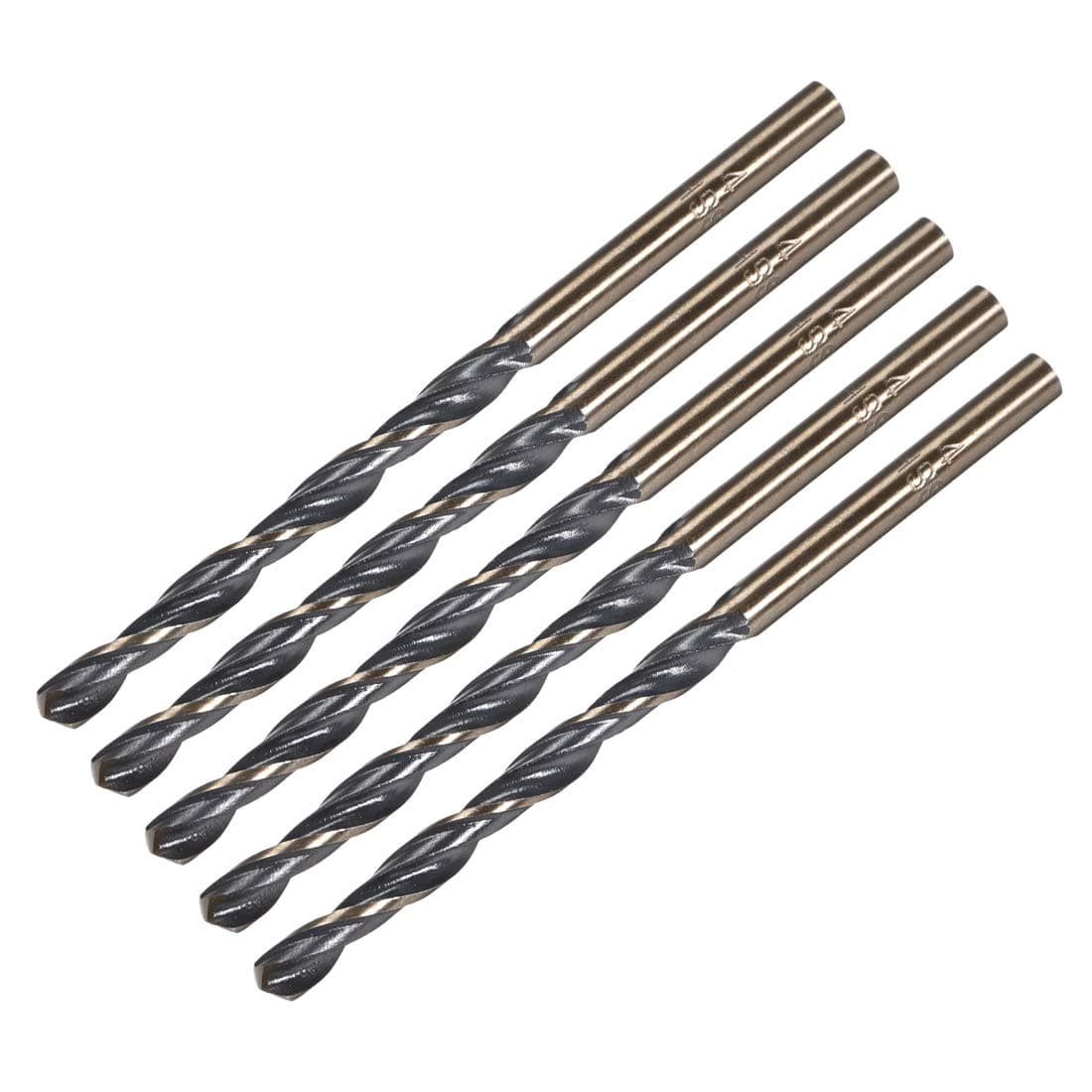 uxcell Straight Shank Twist Drill Bits 4mm High Speed Steel 4341 with 4mm Shank 5 Pcs for Stainless Steel Alloy Metal Plastic Wood