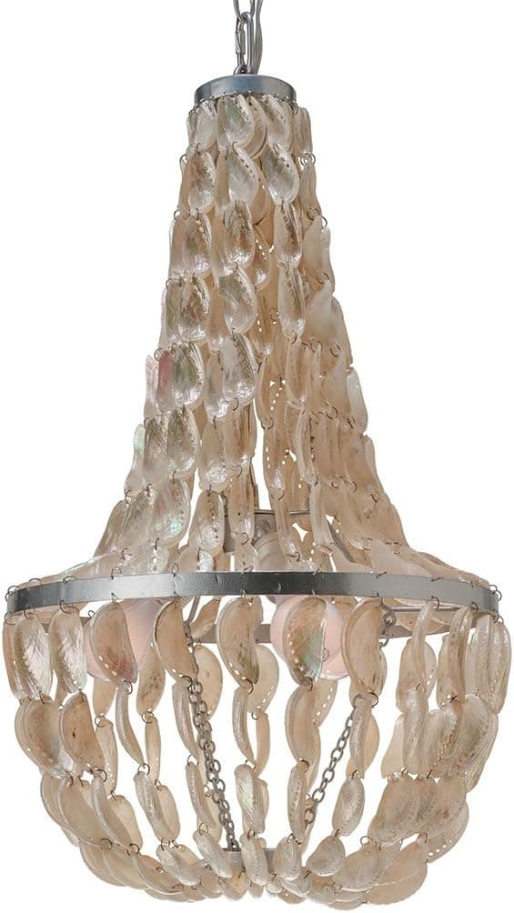 KOUBOO Manor Chandelier, White Abalone Seashell, Medium