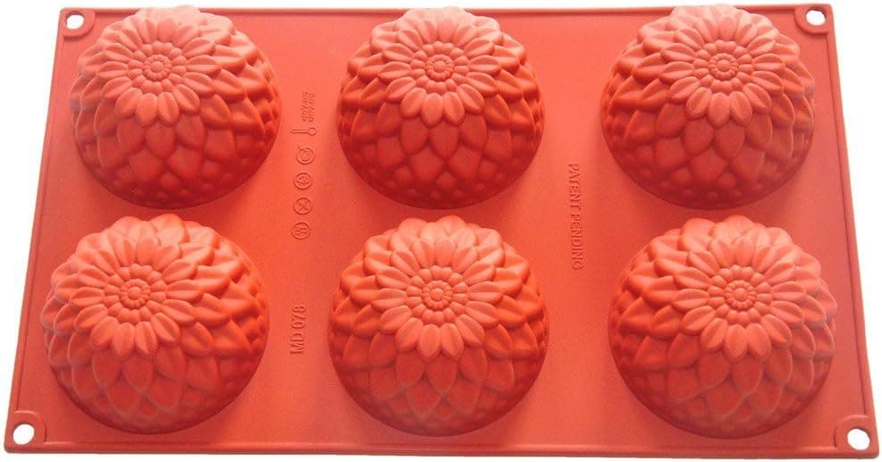 FOUR-C Silicone Baking Molds Flower Cake Bakeware Kitchen Supplies Color Purplish Red