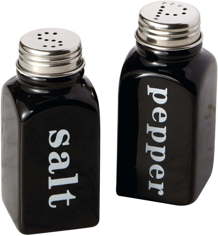DII Design Imports Ceramic Salt & Pepper Shakers (Black), 2.01"