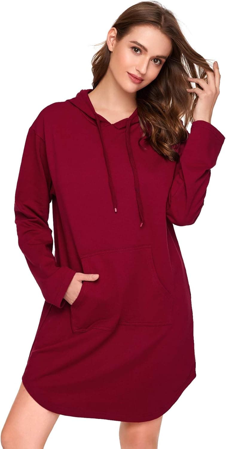 SweatyRocks Sweatshirt Dress Hoodie Pockets Grey Dress
