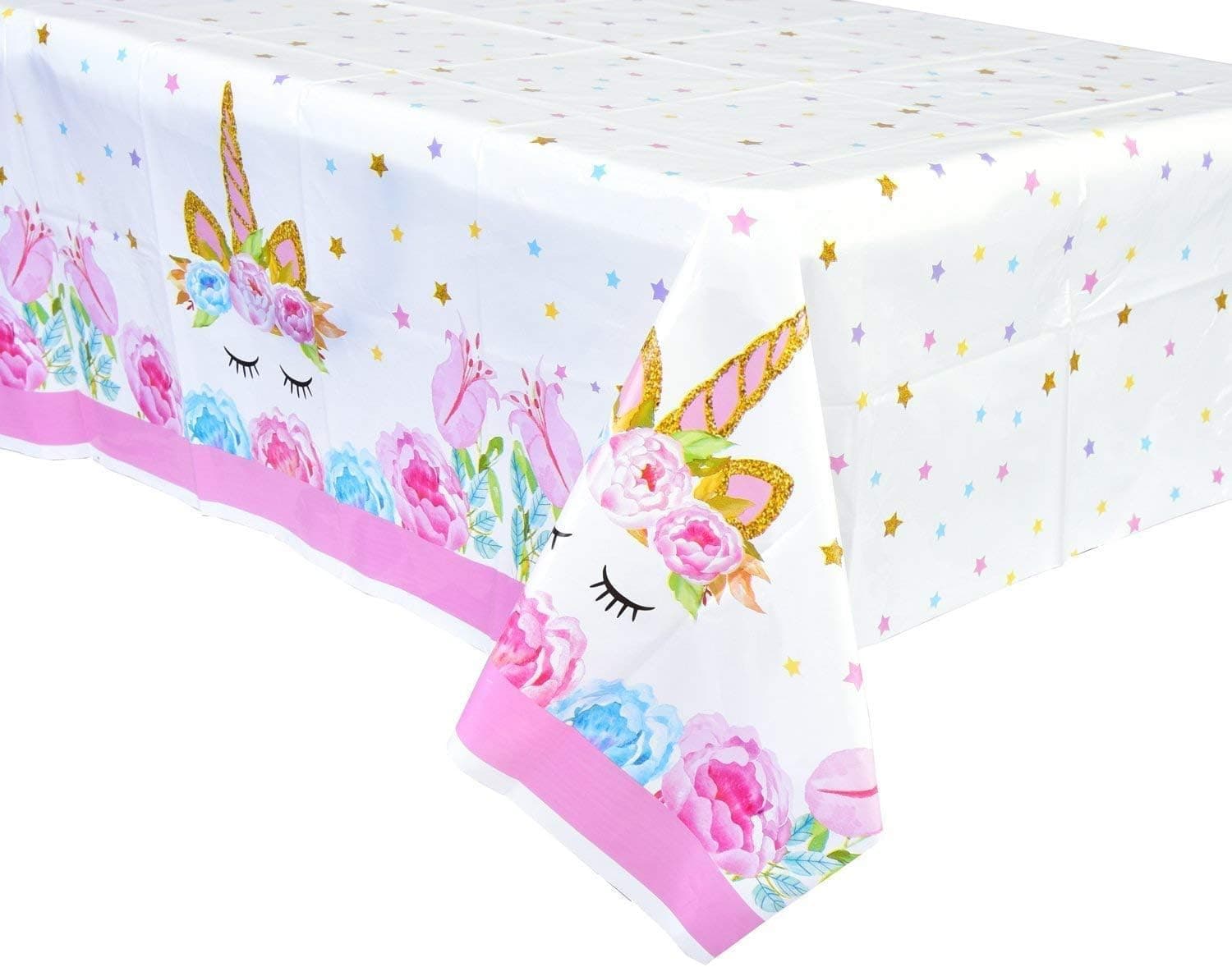 FZR Legend [Upgraded] Unicorn Birthday Party Supplies - 4 Pack Unicorn Plastic Tablecloth | 52 x 90 inches,Disposable Table Cover | Magical Unicorn Themed Party Decorations for Girls and Baby Shower