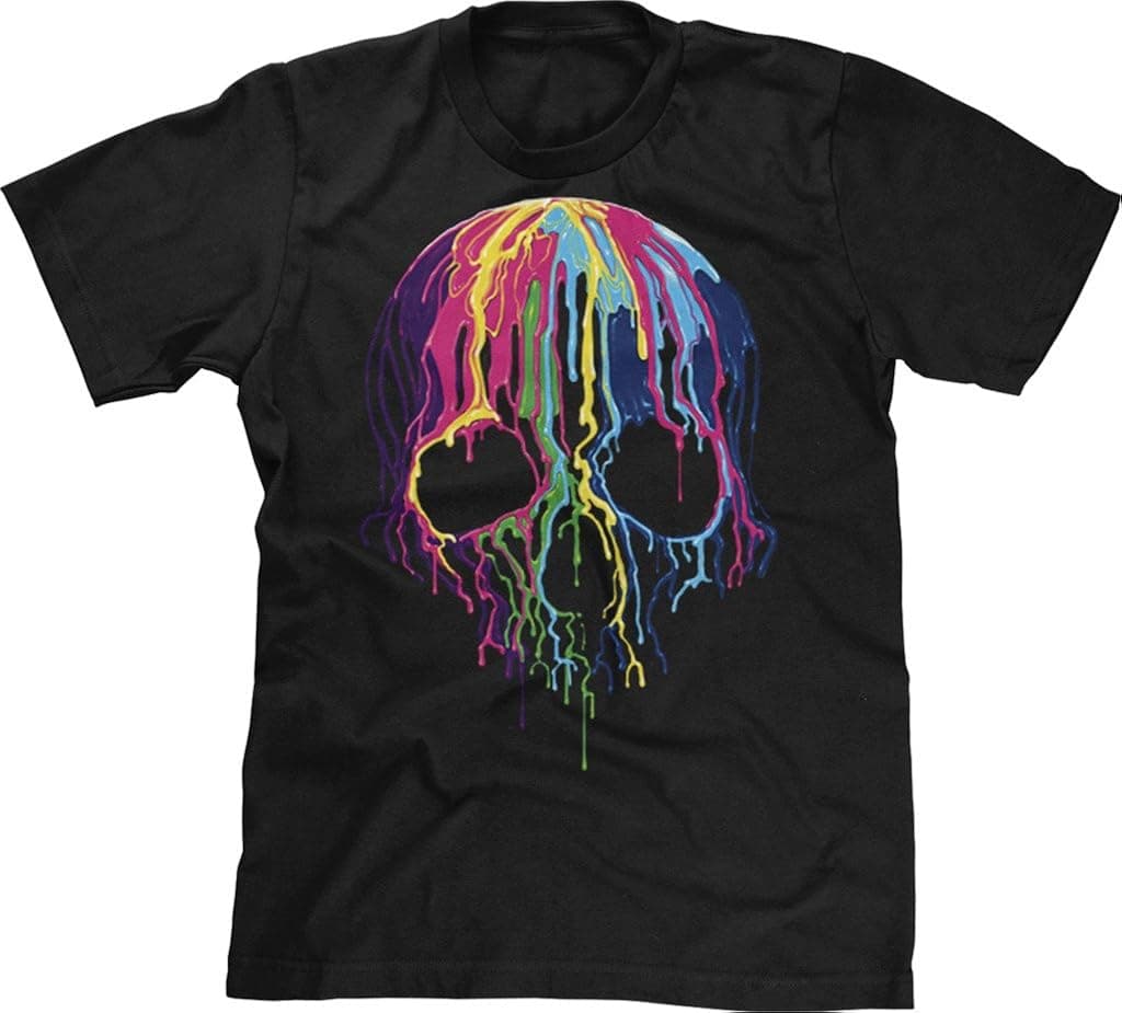 Blittzen Mens T-Shirt Melting Skull, XL, Black