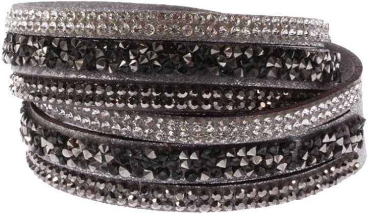 TOOGOO(R) Men's Women's Rivets Rhinestones Multi Layers Faux Leather Bracelet Bangle Grey