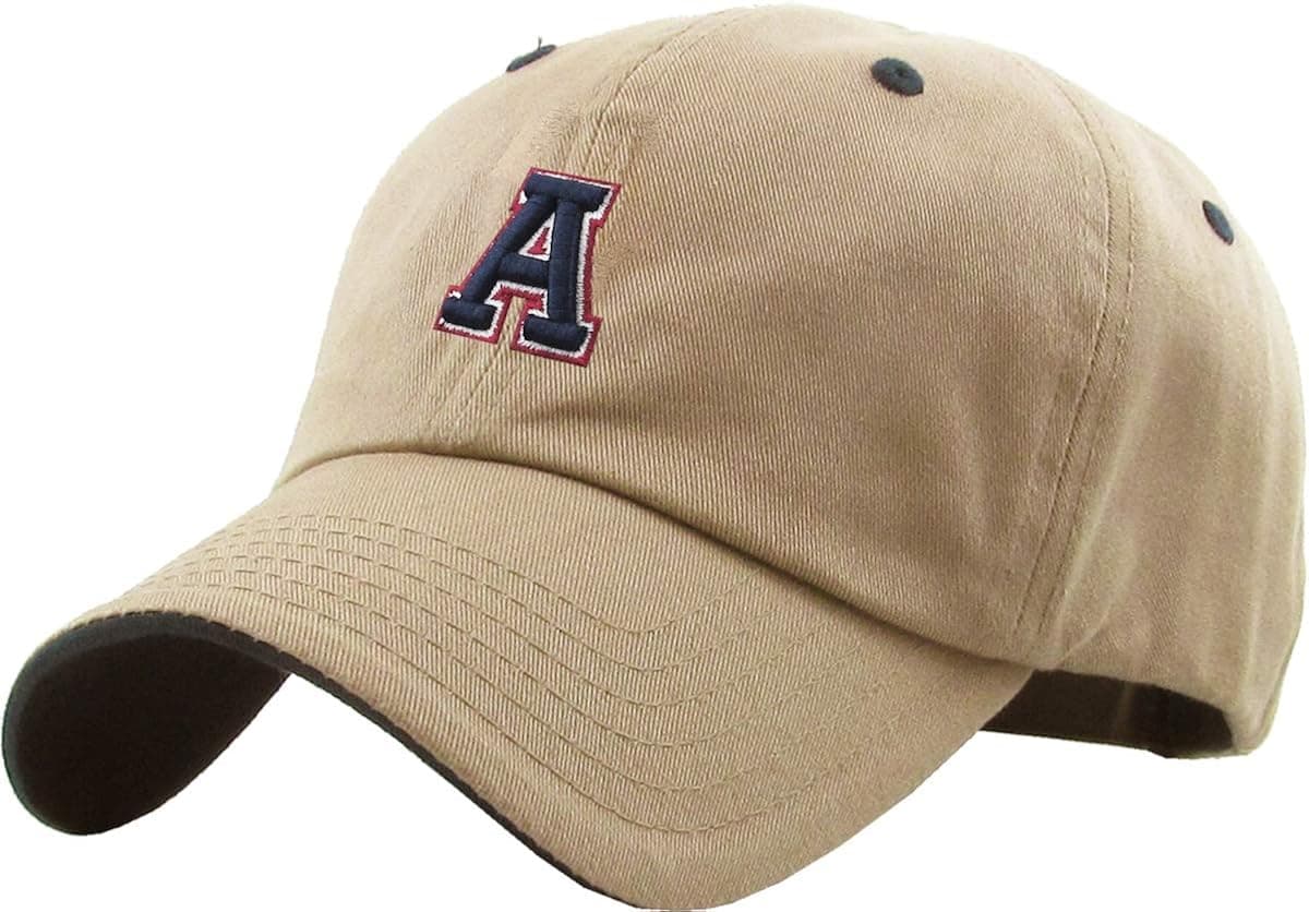 Alphabet AZ Letter Red Baseball Cap Dad Hat Polo Cap Adjustable Unisex Cotton One Size
