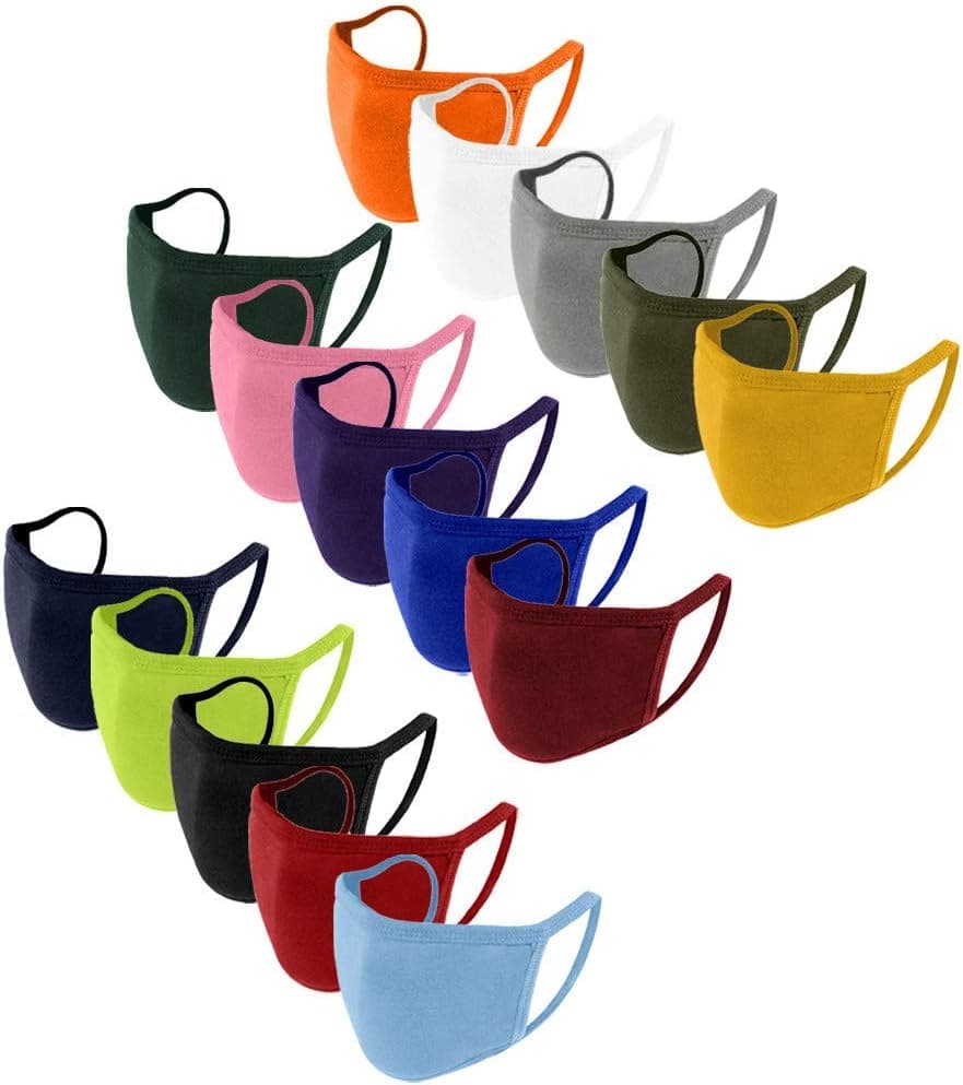 Solid Color Reusable and Washable Face_Mask for Adult Women Fashion Breathable Design Spring Colored_Mask with Adjustable Earloop Comfort Cooling Face Bandanas for Adult,Multicolor 15PC