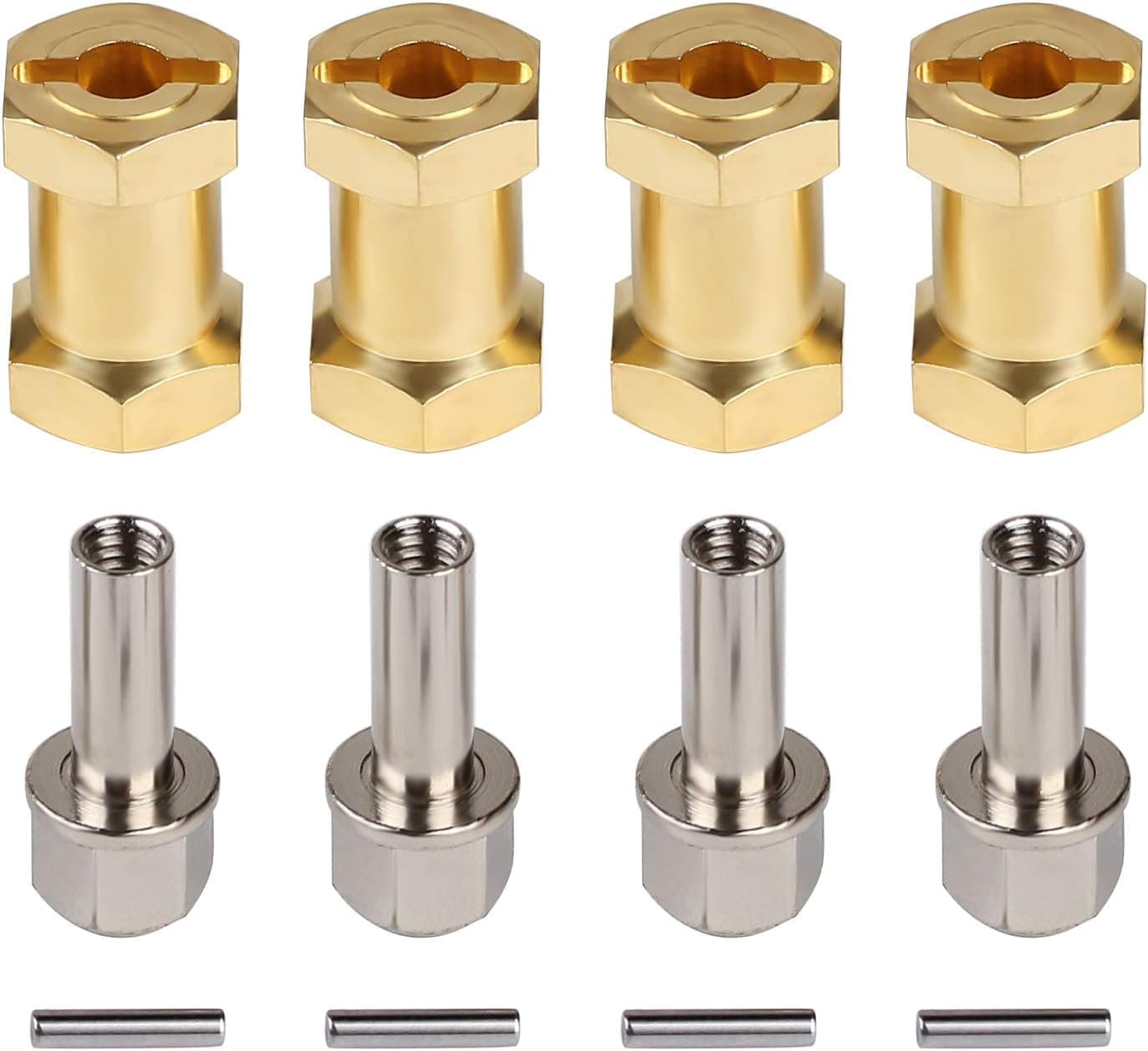 INJORA RC Hex Hub 12mm Brass Wheels Hex Hub Extension Hex Drive Adapter for 1/10 RC Crawler Axial SCX10 90046 D90 (20mm)