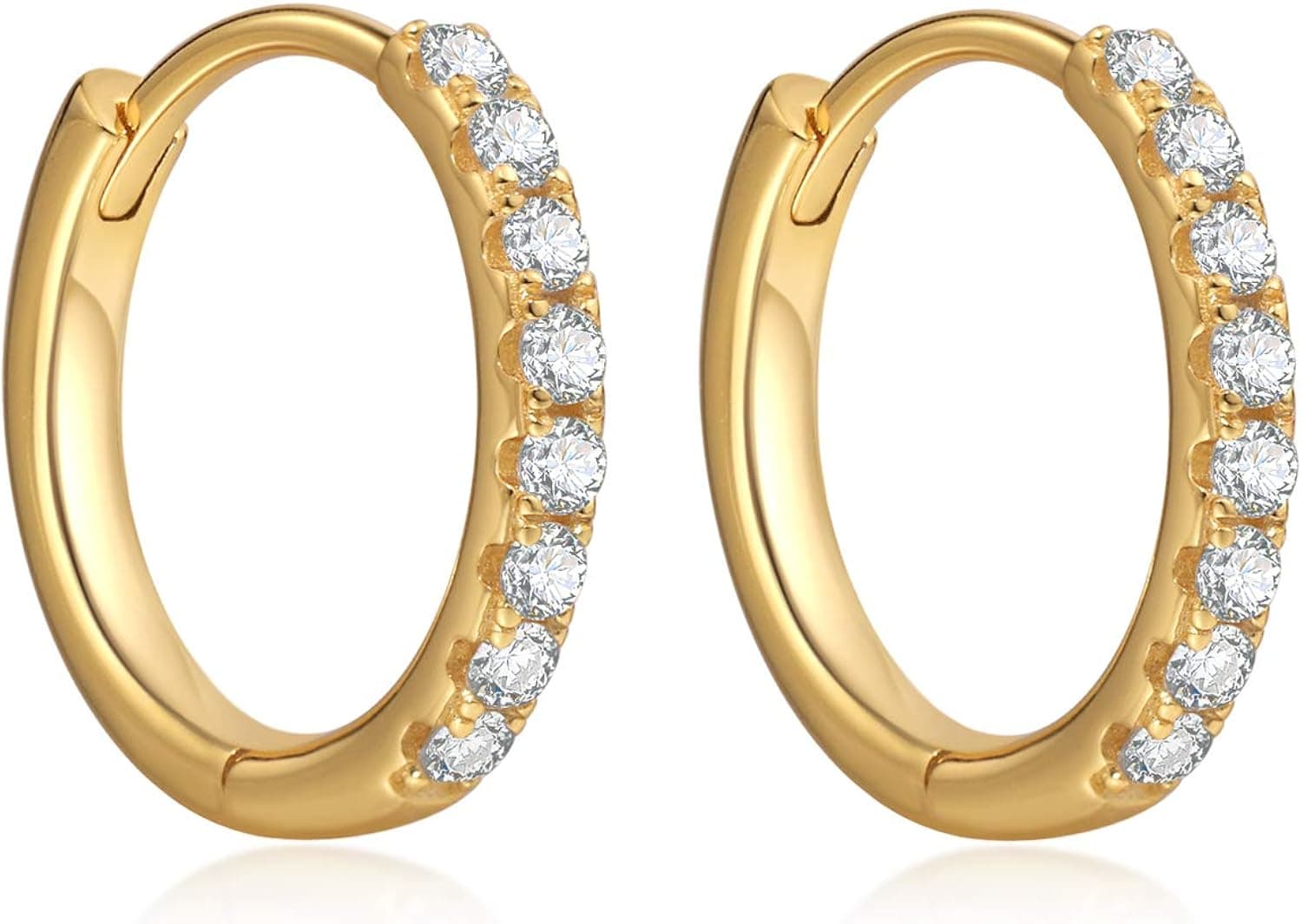 S.Leaf Hoop Earrings for Women Sterling Silver Cubic Zirconia Hoop Earrings Huggie Earrings 14k Gold Plated