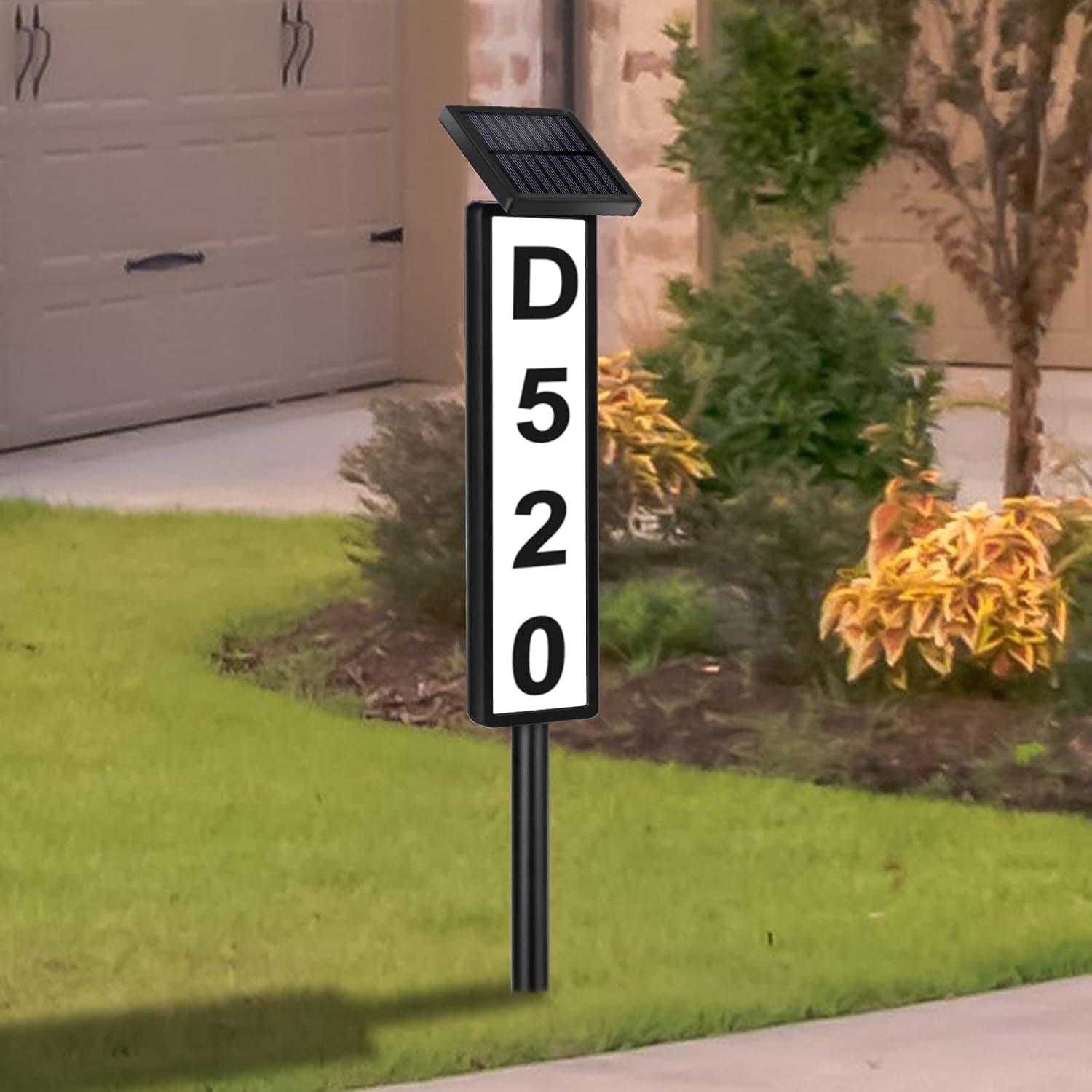 House Numbers Solar Powered Address Sign LED Illuminated Outdoor Metal Plaque Lighted Up for Home,Rechargeable Address Plaques For Outside Waterproof 4000K Warm White Light Up For Street Address Sign (House Numbers)