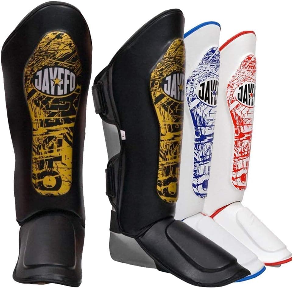 Jayefo Furious Leather Gel SHIN Instep Guards Kick Boxing MMA Boxing SHIN Instep Guards